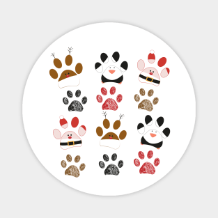 Santa Claus made of paw prints Magnet